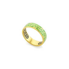 Кольцо «Спаси и сохрани» серебро с эмалью зеленого цвета KLSPE0102