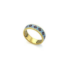 Кольцо "Спаси и сохрани" серебро с эмалью сине-голубого цвета KLSPE0201