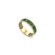 Кольцо охранное "Спаси и сохрани" серебряное с эмалью зелено-черного цвета KLSPE0206