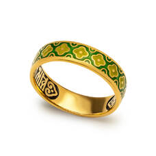 Кольцо серебряное "Спаси и сохрани" с эмалью (цвета хаки и зеленого) KLSPE0212