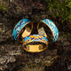 Серебряное кольцо "Спаси и сохрани-Рыбки Христовы" с эмалью желтого и  сине-голубого цвета KLSPE0708