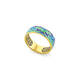 Кольцо серебряное "Спаси и сохрани-Рыбки Христовы" с эмалью светло-зеленого и синего цвета KLSPE0704