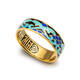 Серебряное кольцо "Спаси и сохрани-Рыбки Христовы" с эмалью голубого и темно-синего цвета KLSPE0706
