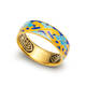 Серебряное кольцо "Спаси и сохрани-Рыбки Христовы" с эмалью желтого и сине-голубова цвета KLSPE0708