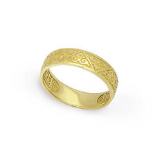 Золотое кольцо «Спаси и сохрани» венчальное KLZ0602