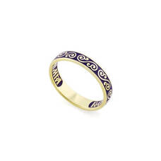 Золотое кольцо «Спаси и сохрани» с эмалью KLZE0501
