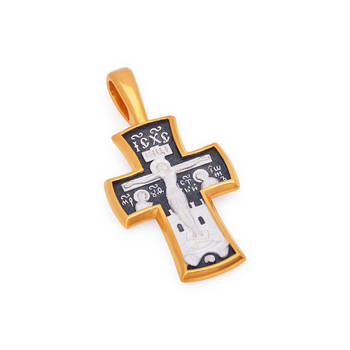 Крест нательный - Распятие Господа нашего Иисуса Христа, свт. Спиридон Тримифунтский KRSP02