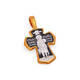 Нательный крест мужской из серебра с позолотой: Распятие Господа нашего Иисуса Христа, вмч. Димитрий Солунский, Мироточивый KRSP09
