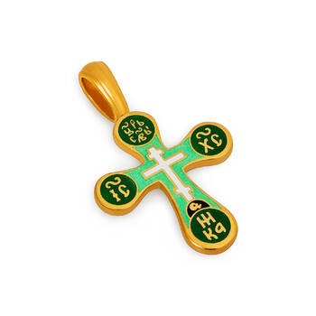 Крестик православный Голгофский (зелено-салатовая эмаль) KRSPE0302