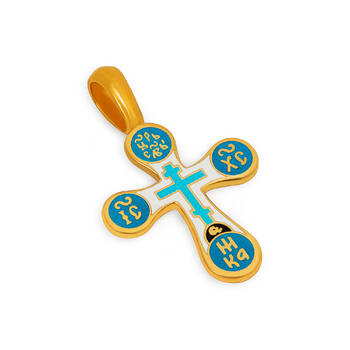 Серебряный крест Голгофский (бело-голубая эмаль) KRSPE0303