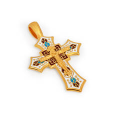 Крест нательный с эмалью - Распятие Господа нашего Иисуса Христа KRSPE0701