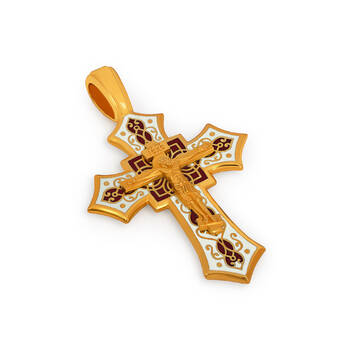 Крест нательный с эмалью - Распятие Господа нашего Иисуса Христа KRSPE0702