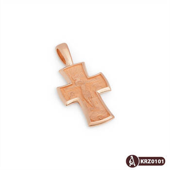 Золотой крест мужской - Распятие Господа нашего Иисуса Христа, Архангел Михаил KRZ0101