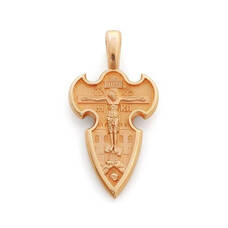 Золотой крест мужской - Распятие Господа нашего Иисуса Христа, вмч. Георгий Победоносец KRZ0401