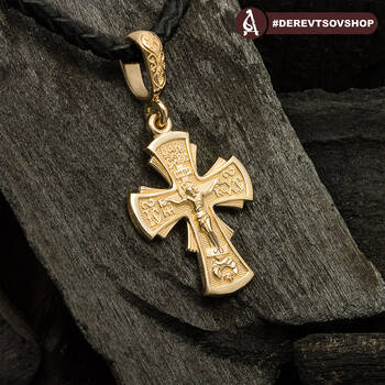 Золотой женский крест - Распятие Господа нашего Иисуса Христа KRZ0502