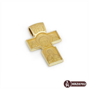 Крестик золотой мужской - Нерукотворный образ Господа нашего Иисуса Христа, Архангел Михаил KRZ0702