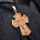 Золотой крестик мужской - Распятие Господа нашего Иисуса Христа, вмч. Димитрий Солунский, Мироточивый KRZ0901