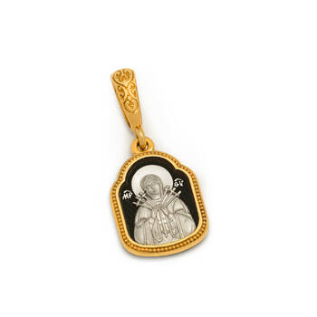 Нательная иконка: образ Пресвятой Богородицы Умягчение злых сердец серебряная с позолотой PISP04