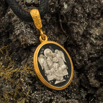 Нательная икона с образом Пресвятой Богородицы Всецарица (Пантанасса) серебряная с позолотой PISP05