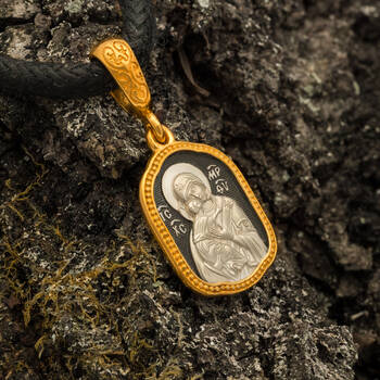 Нательная икона: образ Пресвятой Богородицы Владимирской серебряная с позолотой PISP06