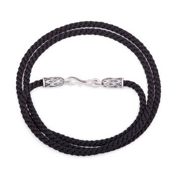 Гайтан для крестика плетеный из шелковой нити с серебряной застежкой, D 3,0 мм (арт. SHS3005)