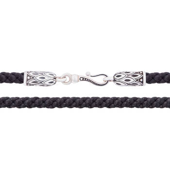 Гайтан для крестика плетеный из шелковой нити с серебряной застежкой, D 3,0 мм (арт. SHS3005)