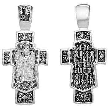 Серебряный крест Ангел Хранитель на щите (арт. 21111-183)