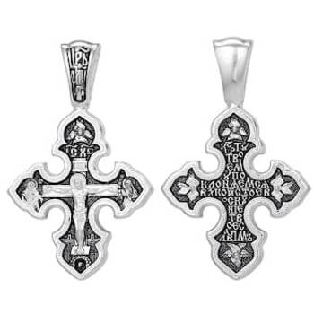 Нательный серебряный крест: Распятие Иисуса Христа с молитвой (арт. 21111-192)