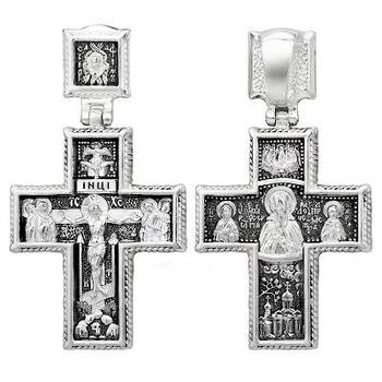 Нательный крест серебряный «Распятие Иисуса Христа, Сергий Радонежский» (арт. 21111-227)