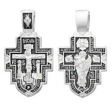 Крест мужской серебряный с чернением «Распятие Иисуса Христа, Ангел Хранитель» (арт. 21111-231)