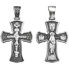 Крестик серебряный мужской с чернением - Распятие Иисуса Христа, Николай Чудотворец (арт. 21111-233)