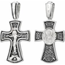 Серебряный крест - Распятие, икона Божией Матери "Знамение" (арт. 21111-40)