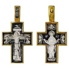 Серебряный крест - Распятие Иисуса Христа, икона Покрова Пресвятой Богородицы (арт. 21112-178)