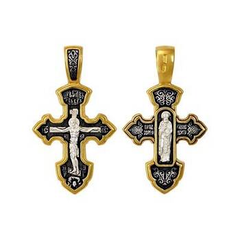 Серебряный крест мужской «Распятие Иисуса Христа, Сергий Радонежский» (арт. 21112-214)