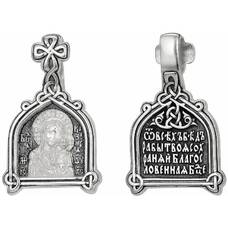 Нательная иконка Казанской Божьей Матери из серебра (арт. 21211-33)