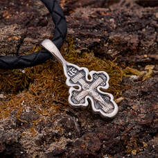Крестик маленький серебряный «Распятие Иисуса Христа с молитвой» (арт. 21111-63)