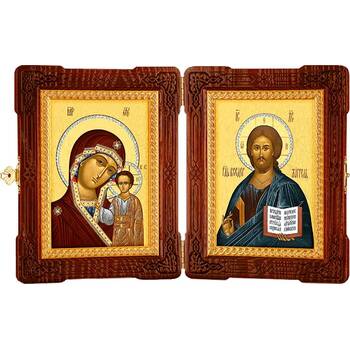 Икона венчальная пара (складень) - Спаситель, Казанская икона Божией Матери (арт. 12240123)