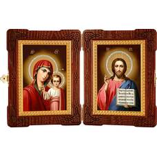 Икона венчальная пара (складень) - Спаситель, Казанская икона Божией Матери (арт. 12240124)