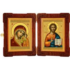 Икона венчальная пара (складень) - Спаситель, Казанская икона Божией Матери (арт. 12240127)