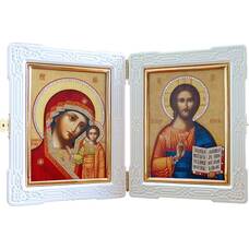 Икона венчальная пара (складень) - Спаситель, Казанская икона Божией Матери (арт. 12240128)