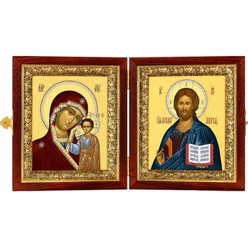 Икона венчальная пара (складень) - Спаситель, Казанская икона Божией Матери (арт. 12240129)