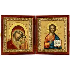 Икона венчальная пара (складень) - Спаситель, Казанская икона Божией Матери (арт. 12240133)