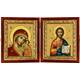 Икона венчальная пара (складень) - Спаситель, Казанская икона Божией Матери (арт. 12240133)