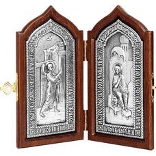 Икона (складень) Благовещение Пресвятой Богородицы в серебре и деревянной рамке (арт. 12240150)