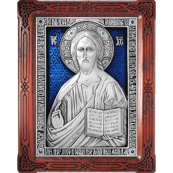 Икона Господь Вседержитель в серебре и деревянной рамке (арт. 12240164)