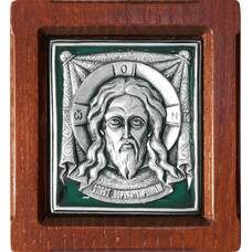 Икона Спас Нерукотворный в серебре с эмалью и деревянной рамке (арт. 12240170)