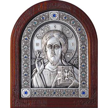 Икона Господь Вседержитель в серебре и деревянной рамке (арт. 12240175)