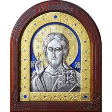 Икона Господь Вседержитель в серебре с эмалью и позолотой (арт. 12240178)