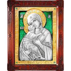 Владимирская икона Божией Матери в серебре с позолотой и эмалью (арт. 12240191)