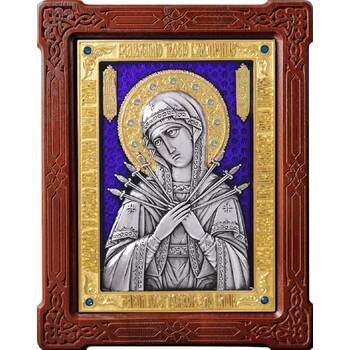 Семистрельная икона Божией Матери в серебре с эмалью и позолотой (арт. 12240195)